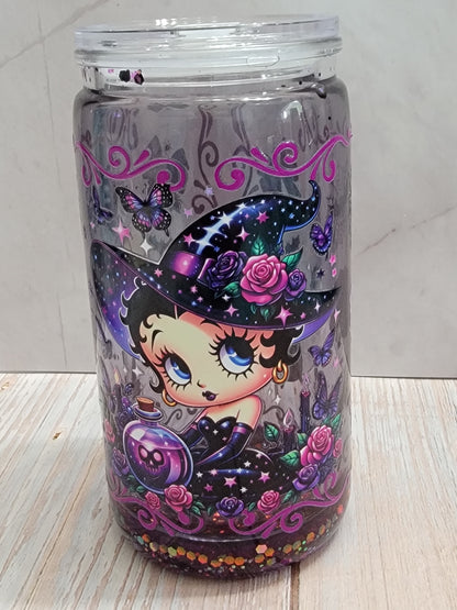 Midnight Magic Betty Boop Glitter Snowglobe Cup – 16 oz